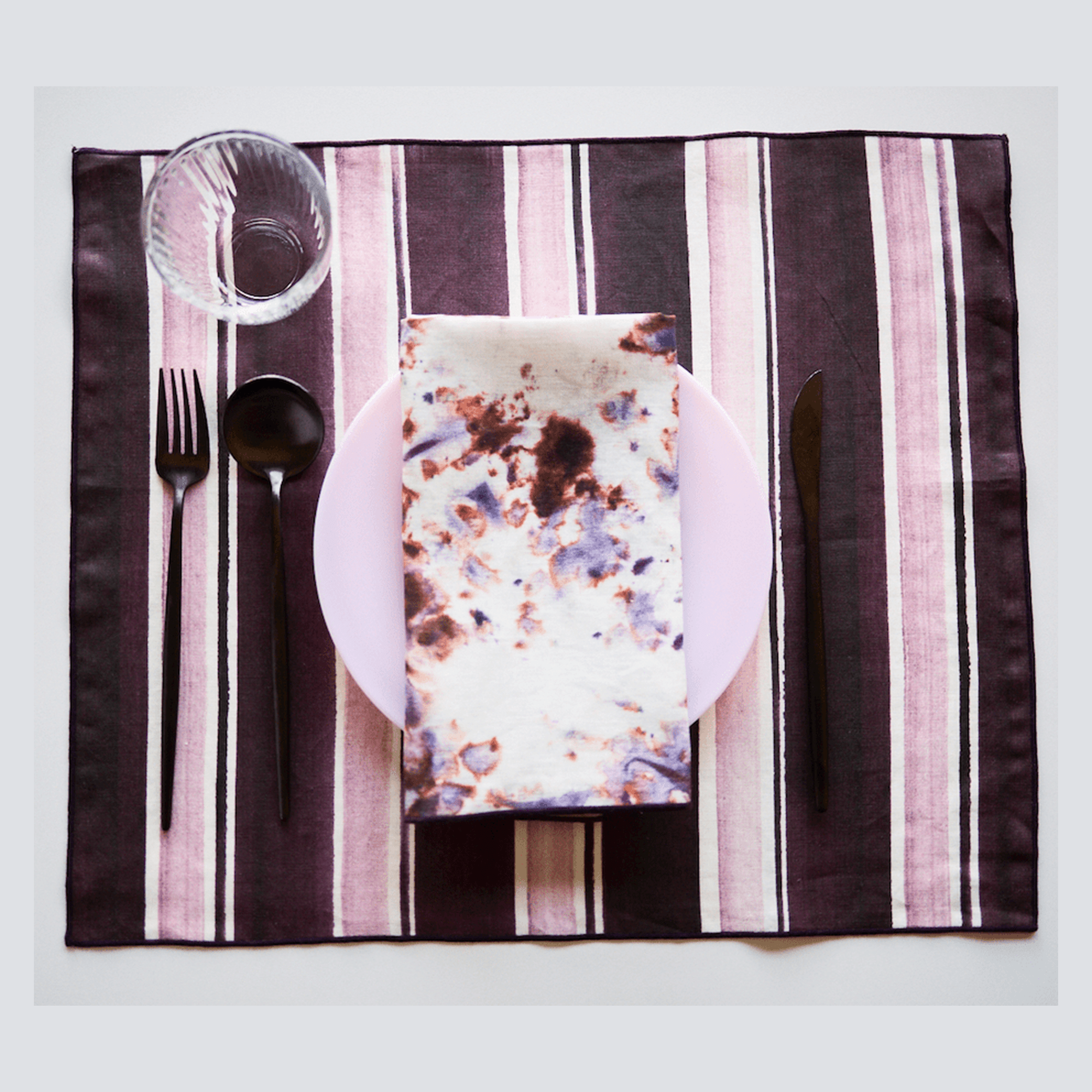 Rose Stripe + Rose Marble Set Placemats Goldie Home Rose Stripe Placemats with Rose Marble Napkins