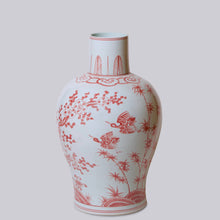 Load image into Gallery viewer, Rustic Red and White Porcelain Blossoms Vase Sculpture &amp; Decorative Art Cobalt Guild 
