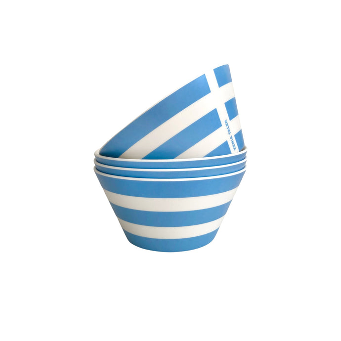 Blue Stripe Cereal Bowls, Set of 4 Outdoor Tableware Xenia Taler 