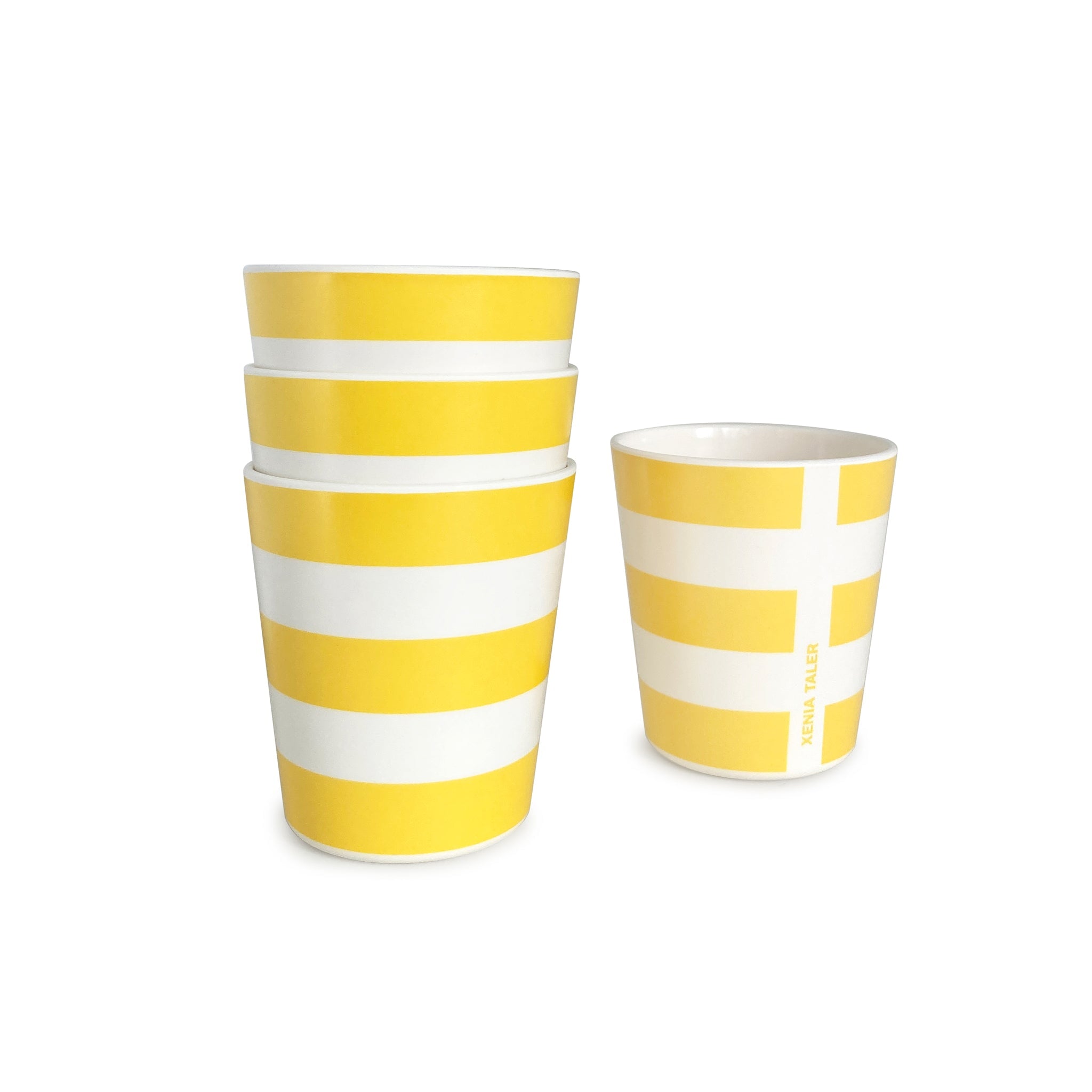 Yellow Stripe Cups, Set of 4 Outdoor Drinkware Xenia Taler