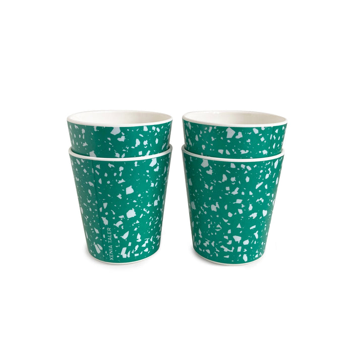 Green Terrazzo Cups, Set of 4 Outdoor Drinkware Xenia Taler 