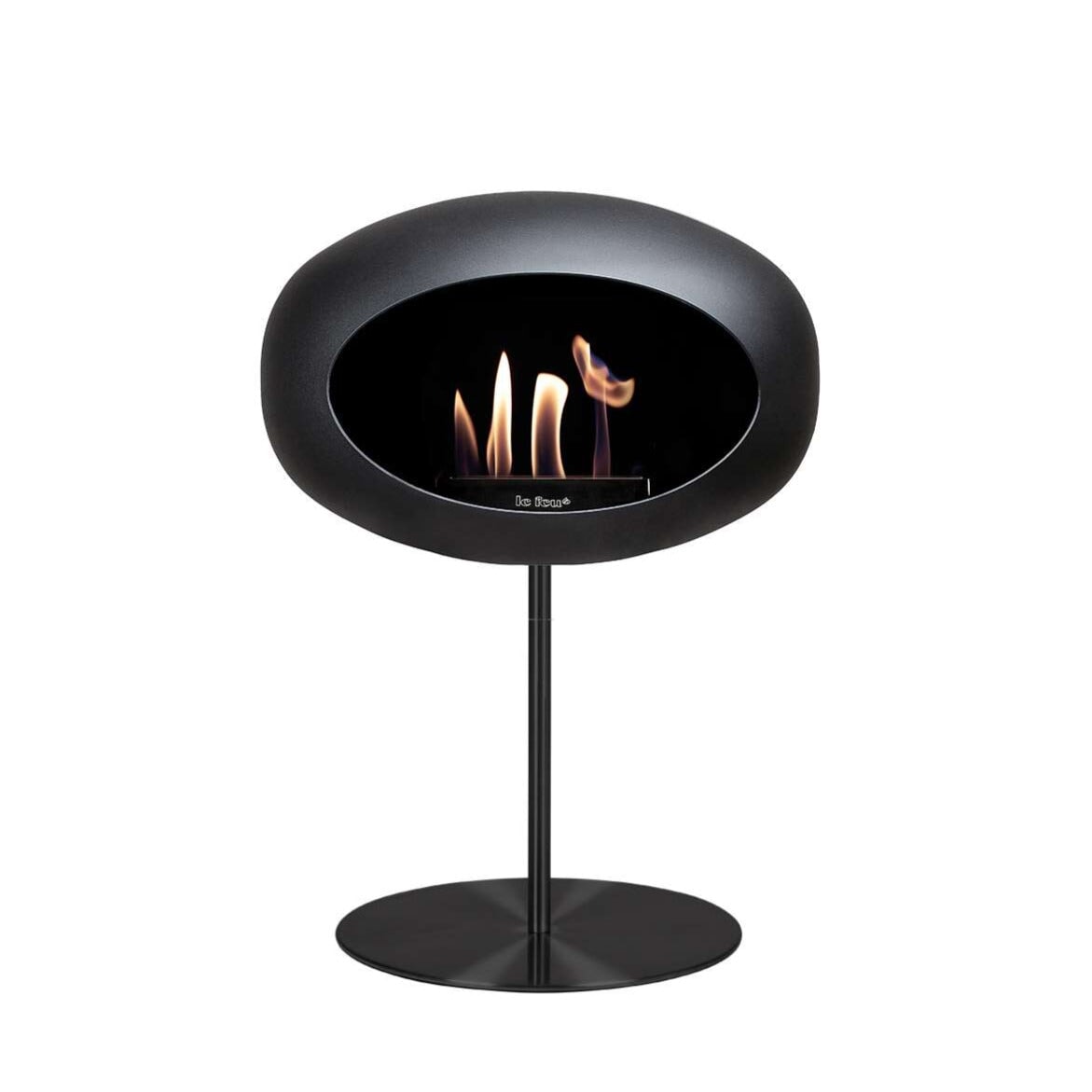 Bioethanol Fireplace Dome, Black Steel 35"h Fireplace Le Feu Black Plate Black Pole