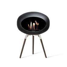 Load image into Gallery viewer, Bioethanol Fireplace Dome, Black 31&quot;h Fireplace Le Feu Polished Steel Bowl Smoked Oak Legs 
