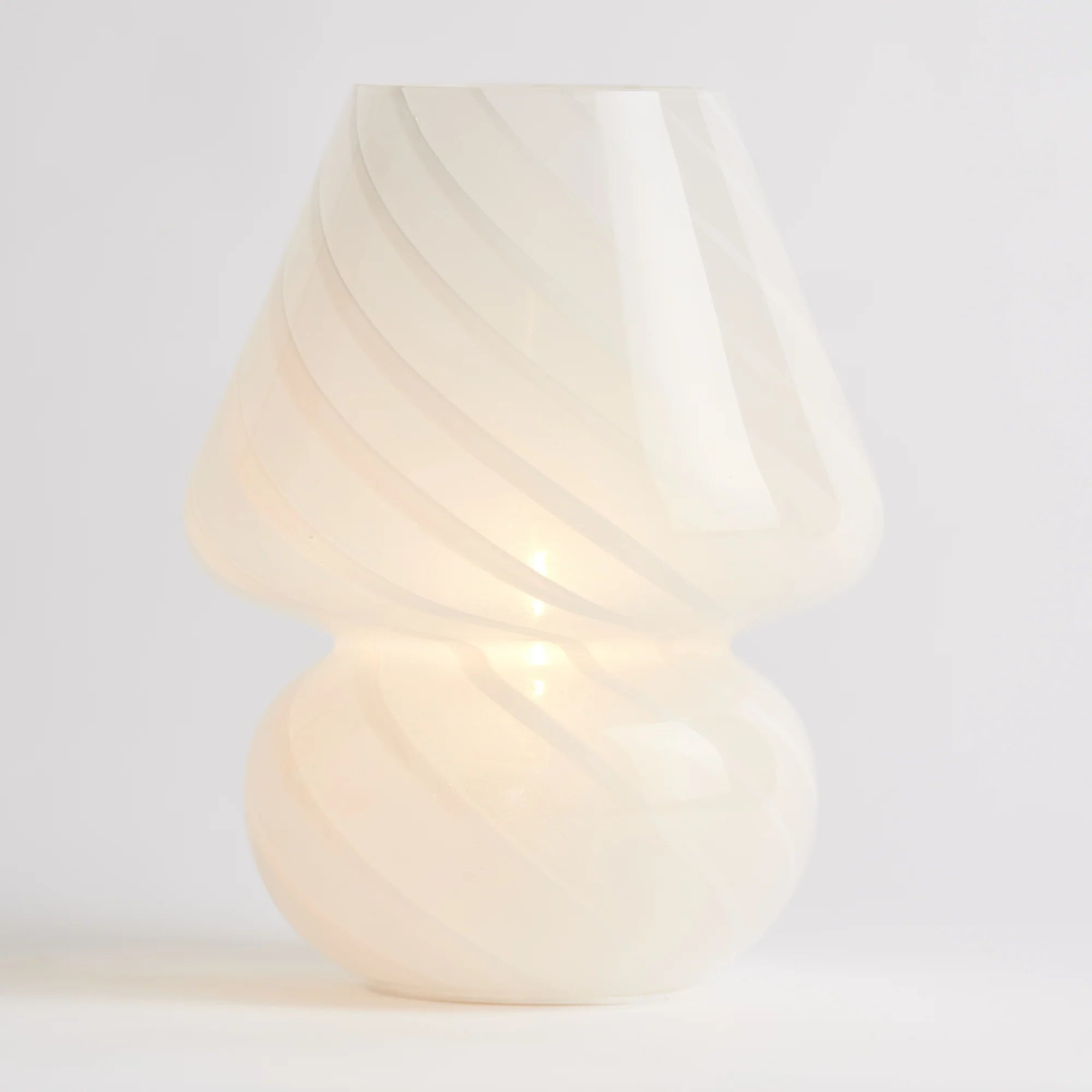 Portable Mini Close Top Glass Mushroom Lamp, White Portable Lamps Humber
