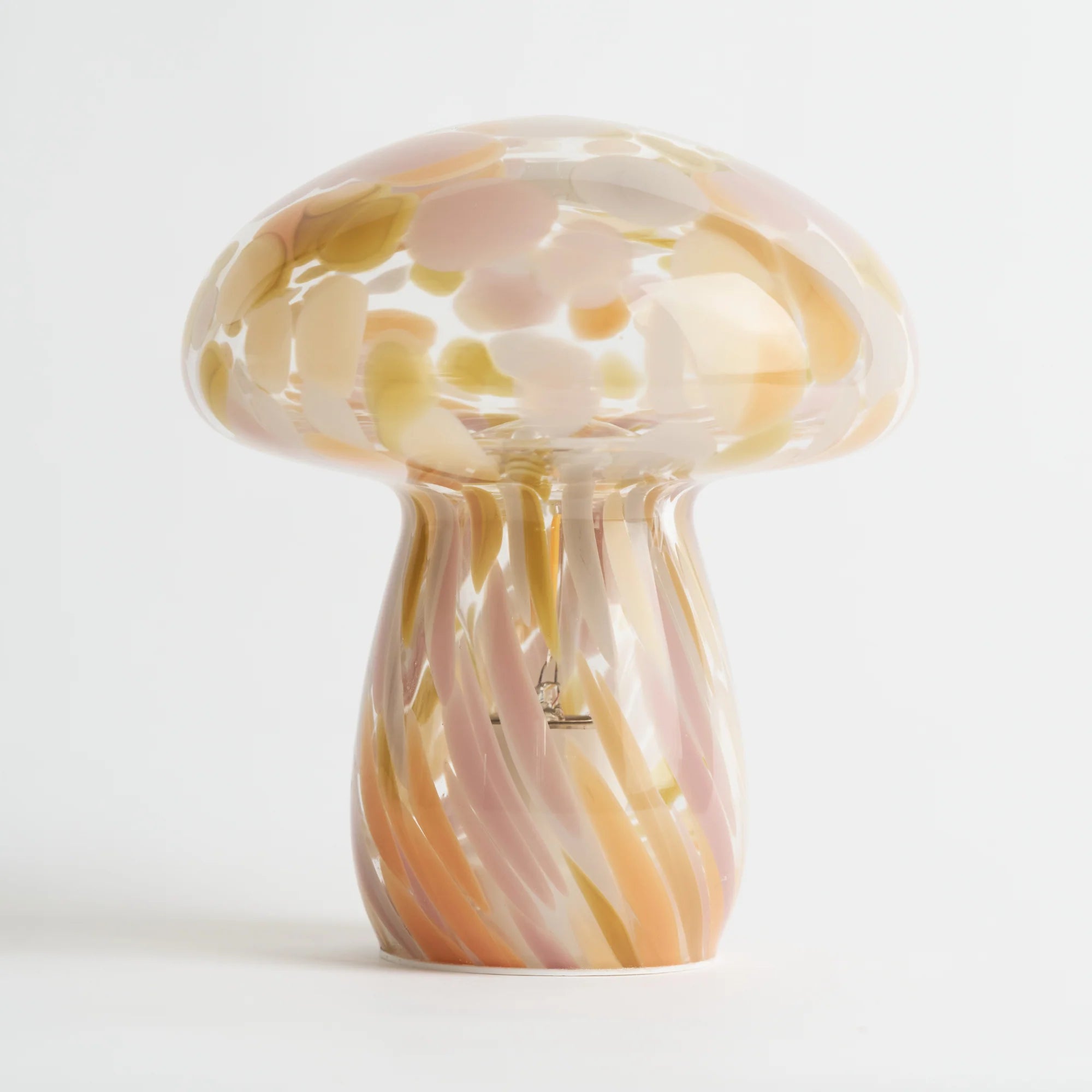 Portable Tall Open Top Glass Mushroom Lamp, Pink Moon Portable Lamps Humber