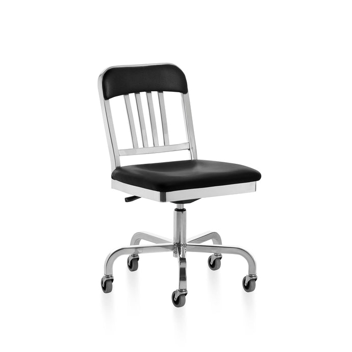 1022 Navy Semi-Upholstered Swivel Chair Emeco Polished 