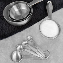 Load image into Gallery viewer, Measuring Cups &amp; Spoon Set Mixing &amp; Measuring Kitchen Basics Brushed Stainless Steel 
