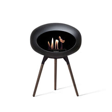 Load image into Gallery viewer, Bioethanol Fireplace Dome, Black 31&quot;h Fireplace Le Feu Black Bowl Smoked Oak Legs 
