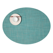 Load image into Gallery viewer, Mini Basketweave Placemat Placemats Chilewich Turquoise Oval 
