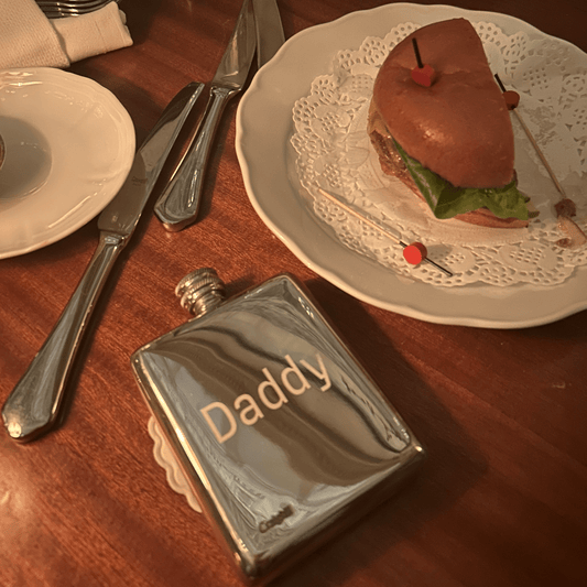 Exclusive, Engraved DADDY King-Post Flask Drinkware & Bar Afternoon Light