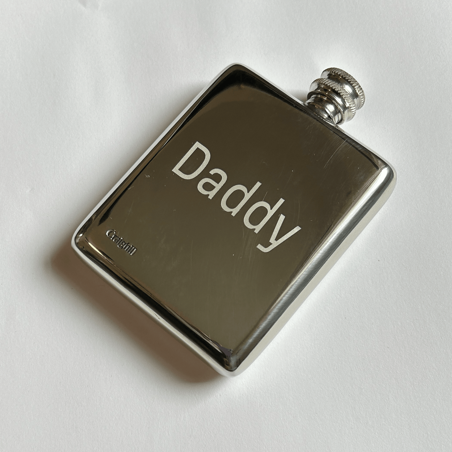 Exclusive, Engraved DADDY King-Post Flask Drinkware & Bar Afternoon Light