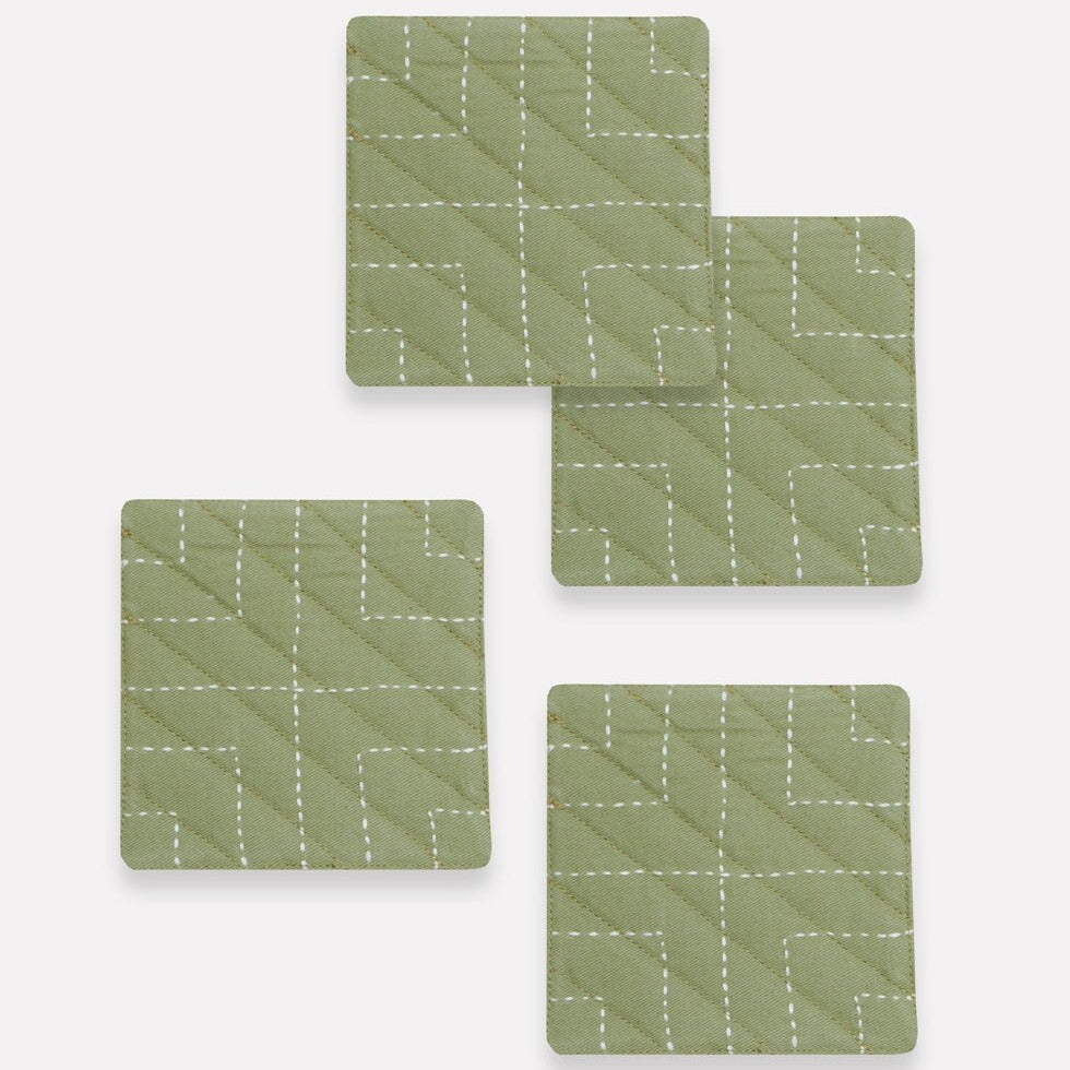 Fabric Coasters - Set of 4 Zero Waste Anchal Project Sage