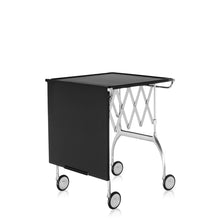 Load image into Gallery viewer, Battista Folding Trolley Table BAR CARTS Kartell Black Top and Chrome Base 
