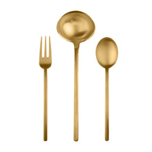 Load image into Gallery viewer, Due Serving - 3 Piece Set SERVING UTENSILS Mepra Brushed Gold 
