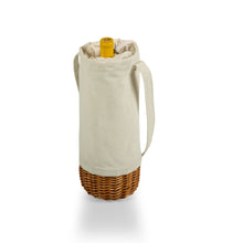 Load image into Gallery viewer, Insulated Canvas &amp; Willow Wine Bottle Basket Totes Picnic Time Natural 

