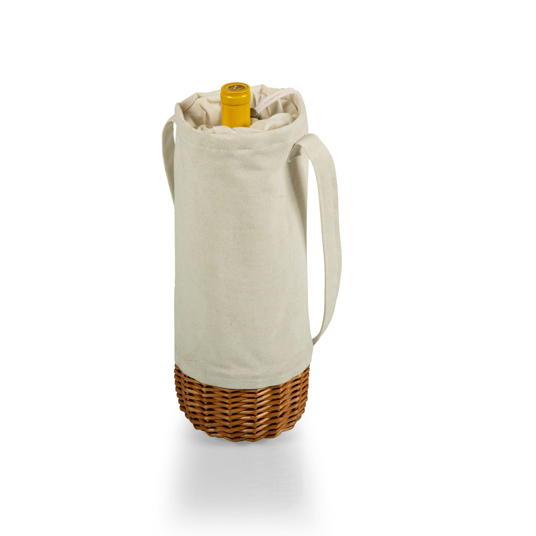 Insulated Canvas & Willow Wine Bottle Basket Totes Picnic Time Natural 