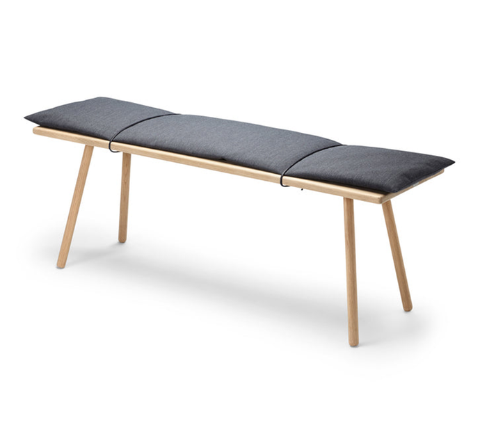 Georg Bench BENCHES Skagerak Oak with Dark Grey Wool and Black Leather 