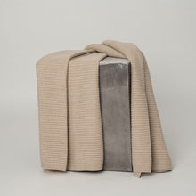 Load image into Gallery viewer, Solid Beige Ribbed Knit Cashmere Throw Hangai Mountain Textiles 
