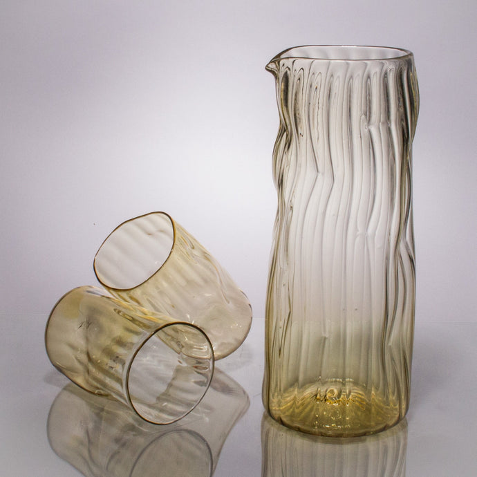 Wabi Sabi Water Pitcher + set of 2 glasses CUPS & GLASSES Andrew Iannazzi Straw Gold 