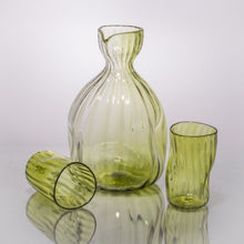 Load image into Gallery viewer, Wabi Sabi Saki Carafe + 2 cups CUPS &amp; GLASSES Andrew Iannazzi Ginko Green 
