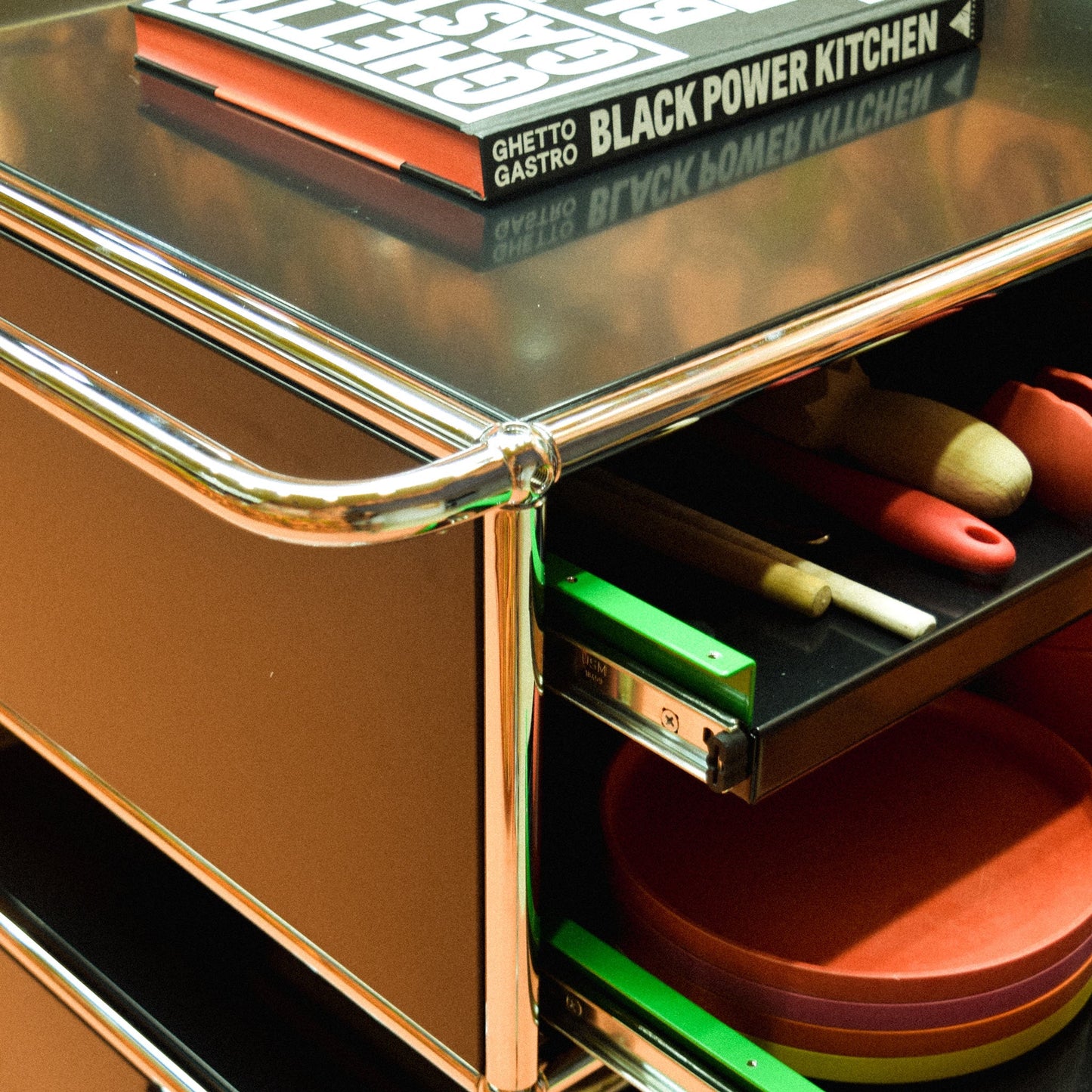 Exclusive Black Power Kitchen Cart by Ghetto Gastro x USM KITCHEN STORAGE & ORGANIZATION USM