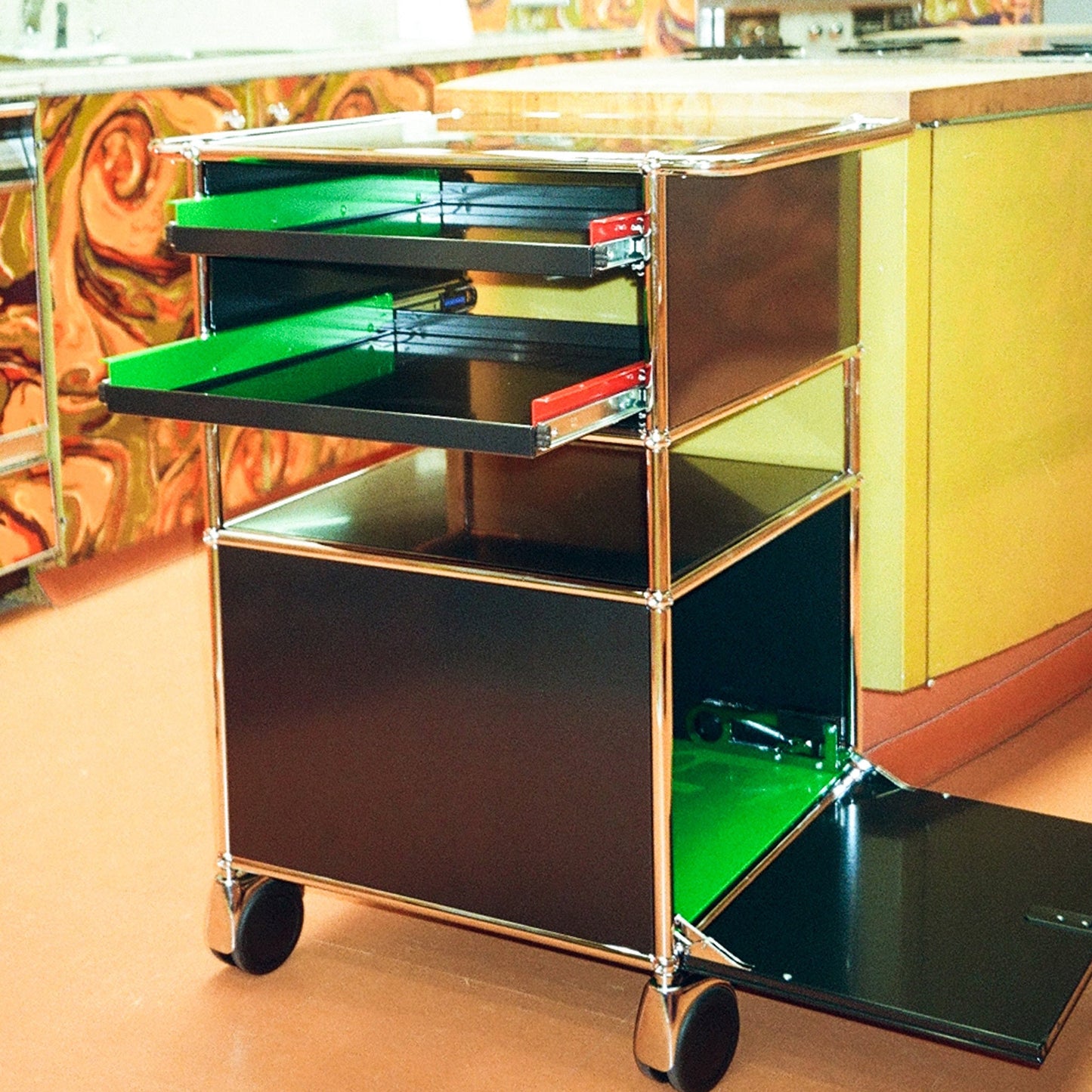 Exclusive Black Power Kitchen Cart by Ghetto Gastro x USM KITCHEN STORAGE & ORGANIZATION USM