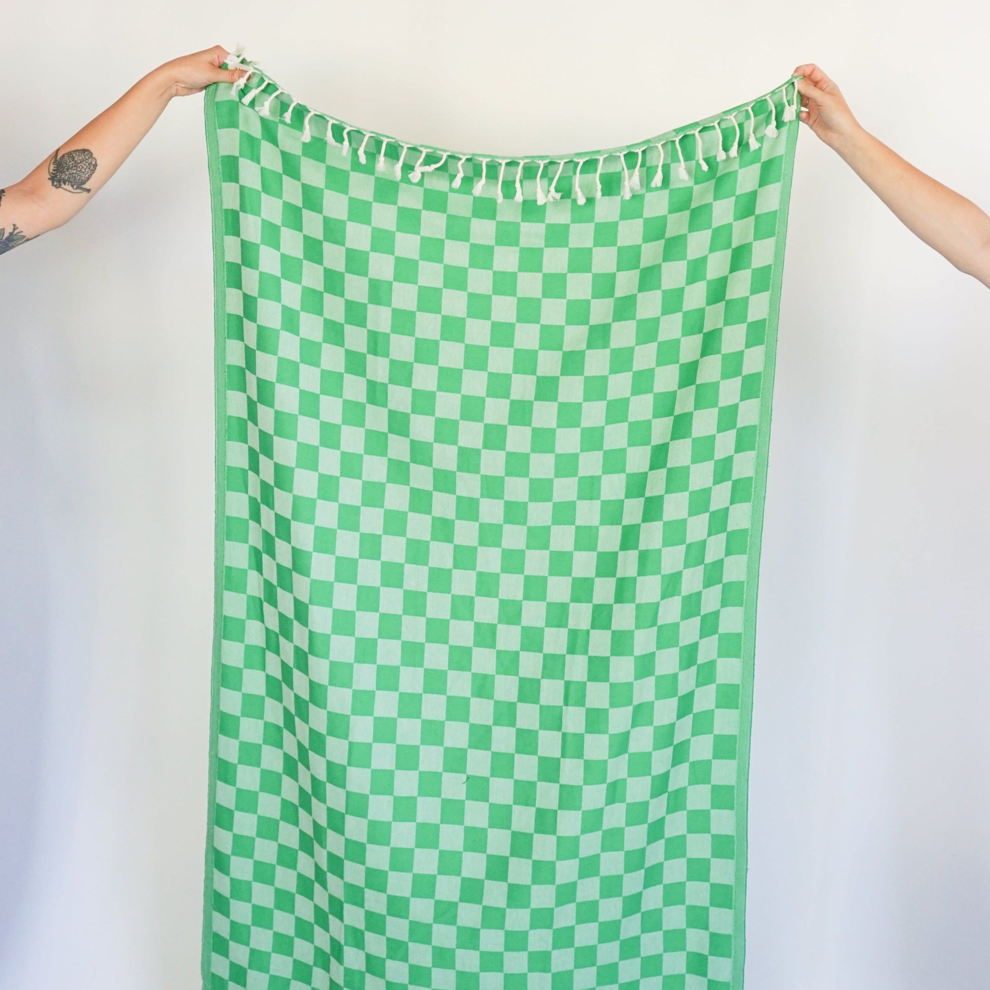 CHECK TURKISH TOWEL / GRASS interiors/textiles STATE