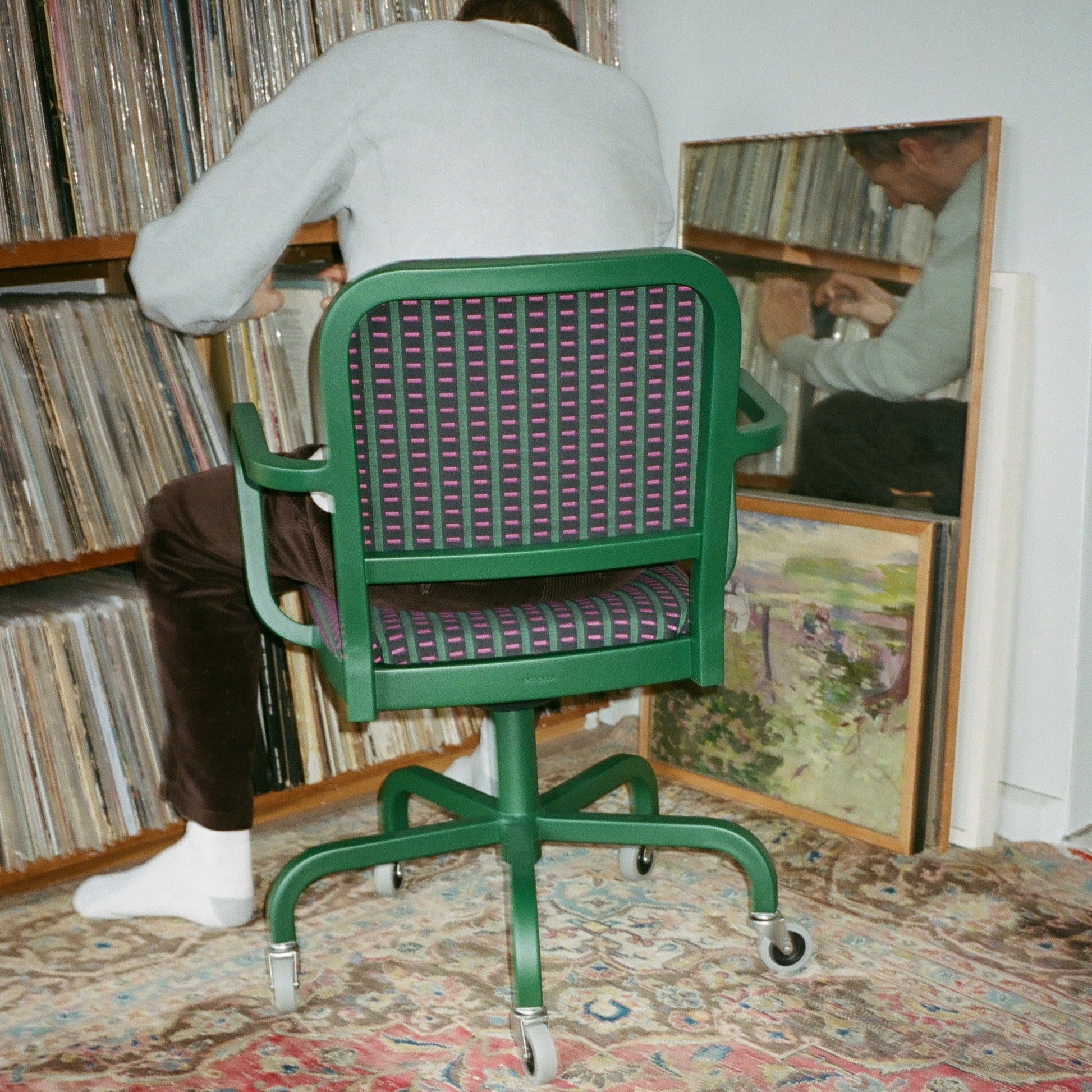 Green Officer Chair with Black Mexidot - Afternoon Light Exclusive OFFICE CHAIRS Emeco