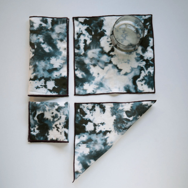 Grey Marble Cocktail Napkins with Maroon Trim Goldie Home