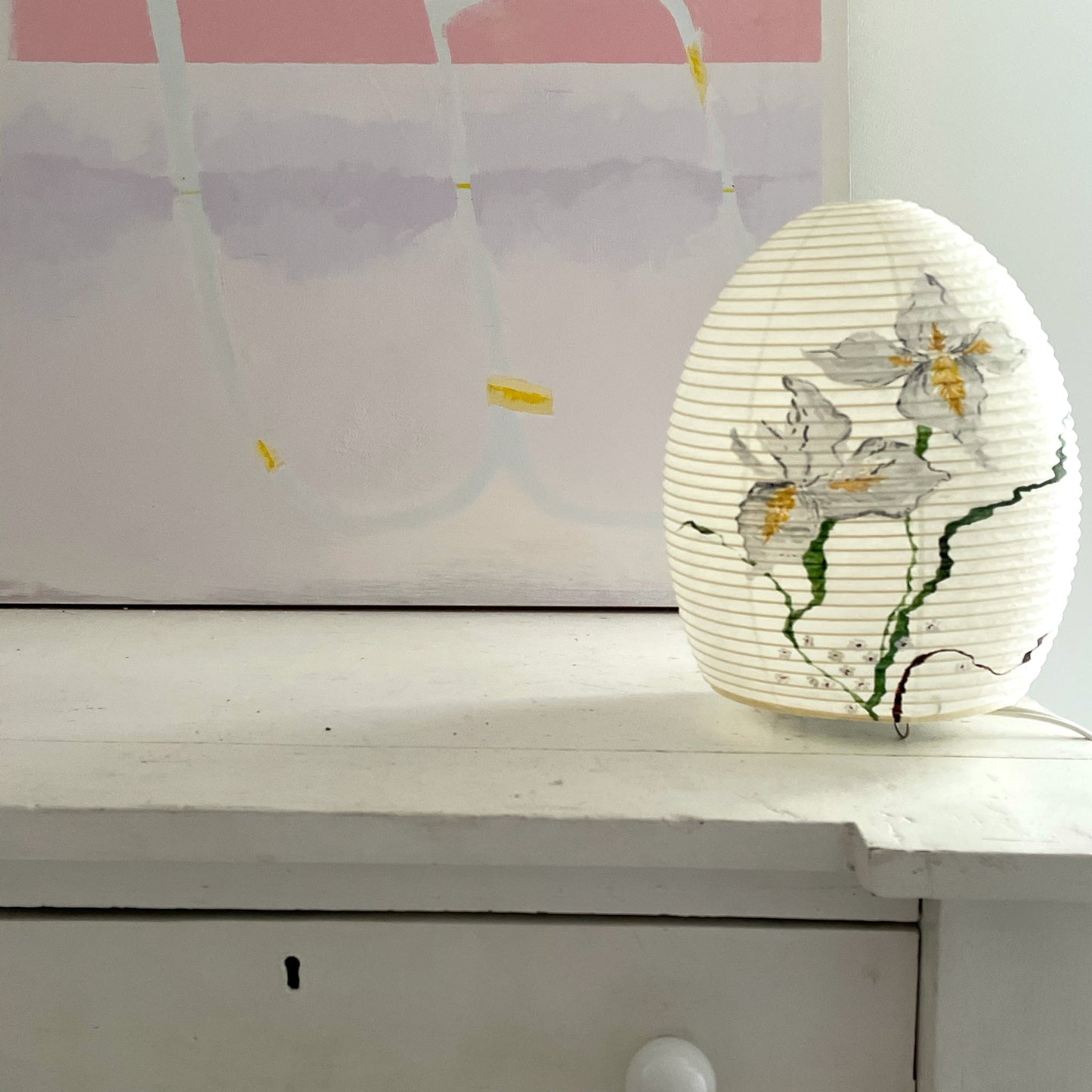 Hand painted Asano Paper Lamp by Laura Chautin TABLE & DESK LAMPS Afternoon Light