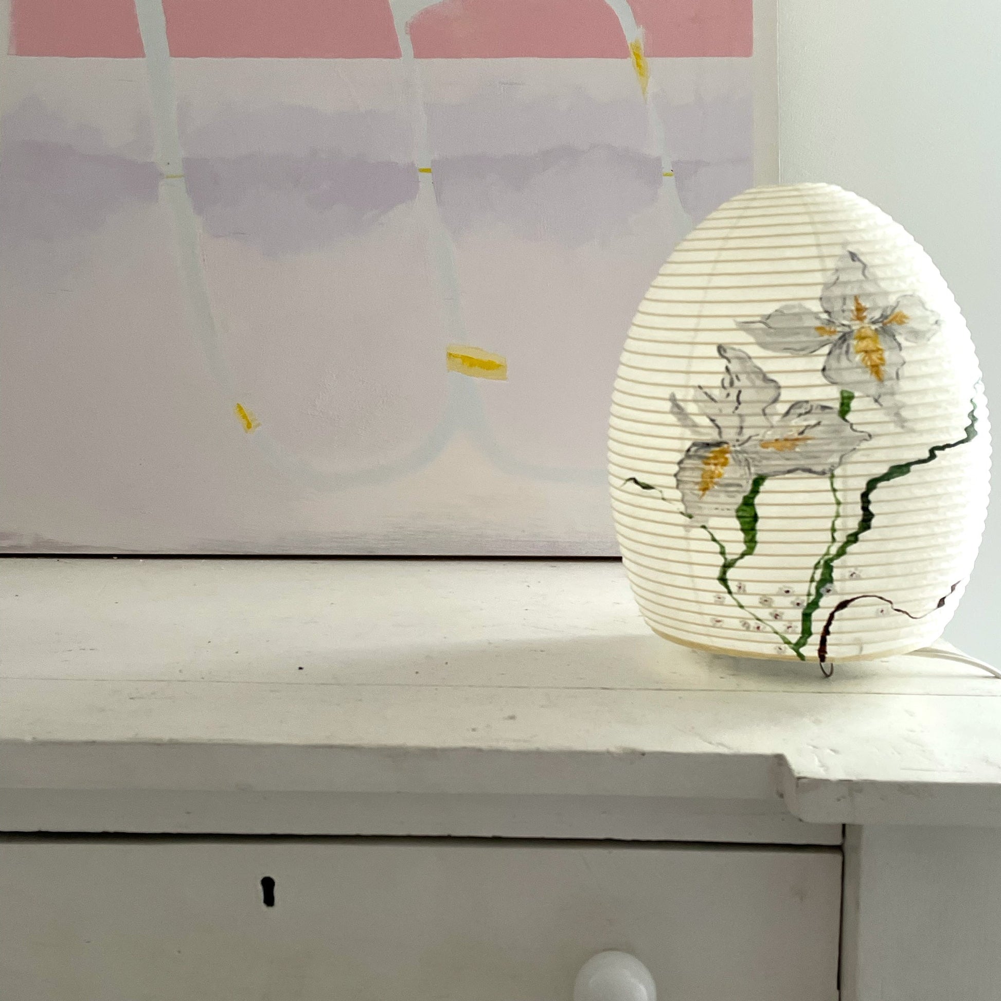 Hand painted Asano Paper Lamp by Laura Chautin TABLE & DESK LAMPS Afternoon Light
