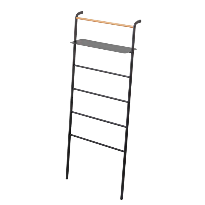 Leaning Ladder Rack with Shelf ORGANIZATION Yamazaki Home Black 