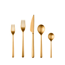 Load image into Gallery viewer, Linea Cutlery - 5 Piece Set FLATWARE Mepra Brushed Gold 
