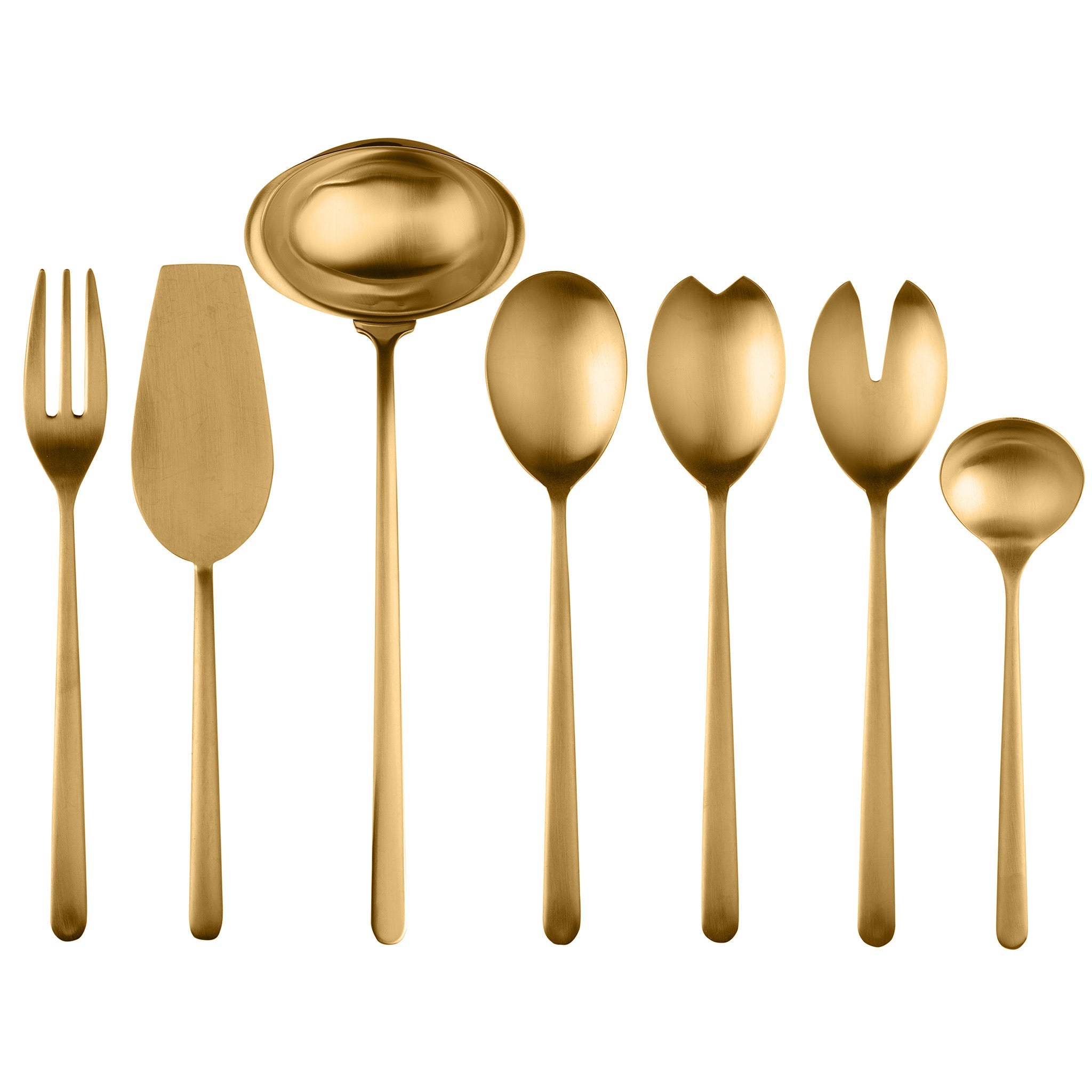 Linea Serving - 7 Piece Set SERVING UTENSILS Mepra Brushed Gold