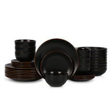 Load image into Gallery viewer, Brasa Stoneware Dinnerware Set - Black Stoneware Stone + Lain 
