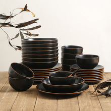 Load image into Gallery viewer, Brasa Stoneware Dinnerware Set - Black Stoneware Stone + Lain 
