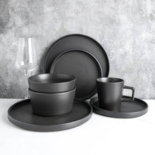 Load image into Gallery viewer, Celina Stoneware Dinnerware Set - Black Matte Stoneware Stone + Lain 
