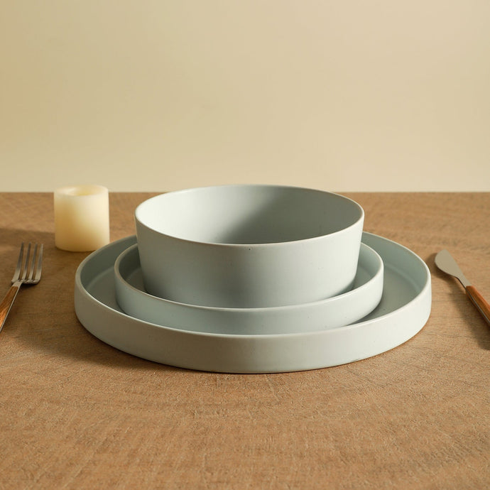 Modan Stoneware Dinnerware Set - Blue-Grey Stoneware Stone + Lain 