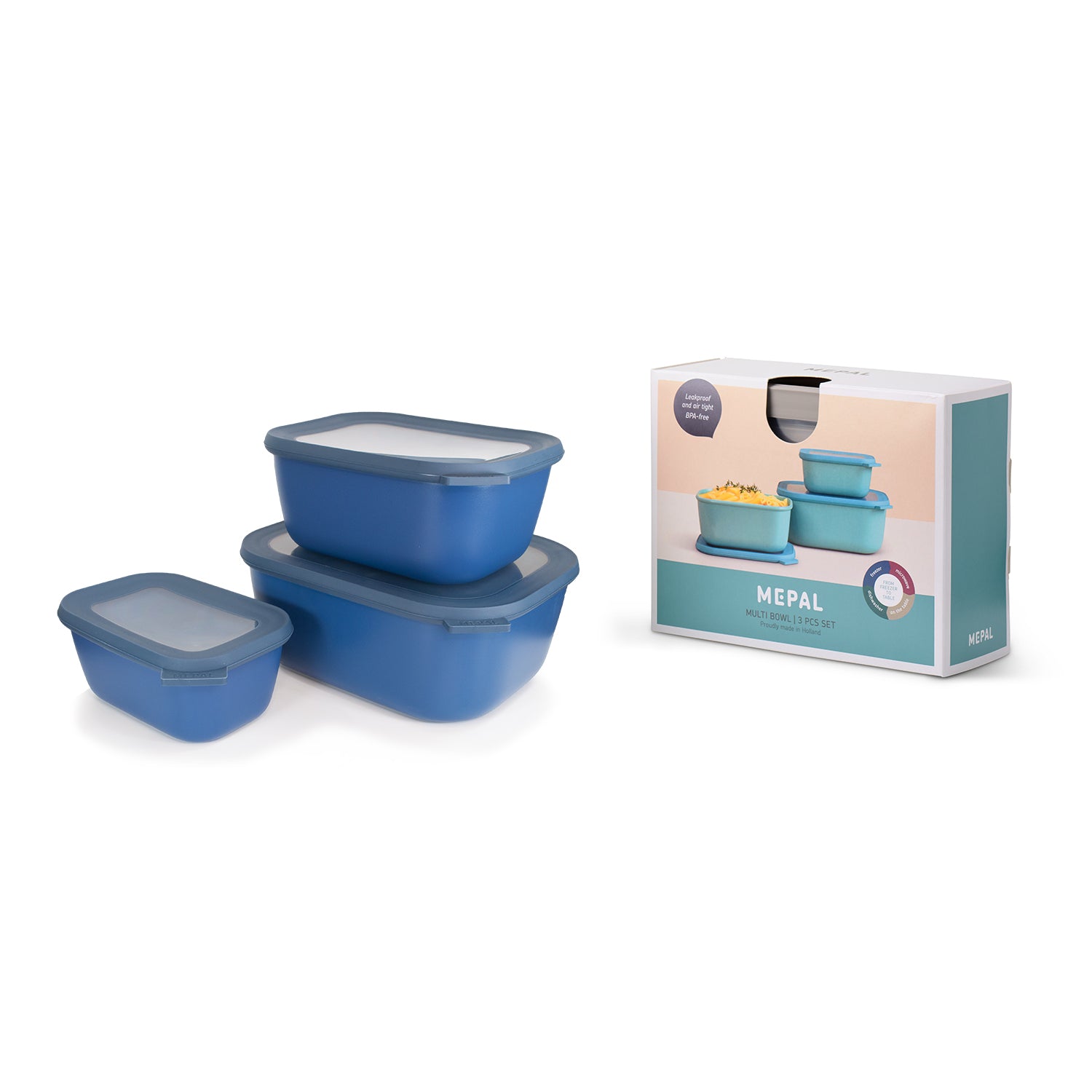 Cirqula Rectangular Multi Bowl Deep - Set of 3 FOOD STORAGE Mepal