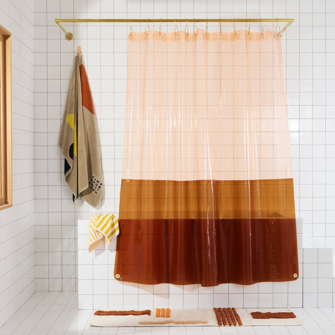 Sun Shower Curtain, Orient Warm Shower Curtains Quiet Town 