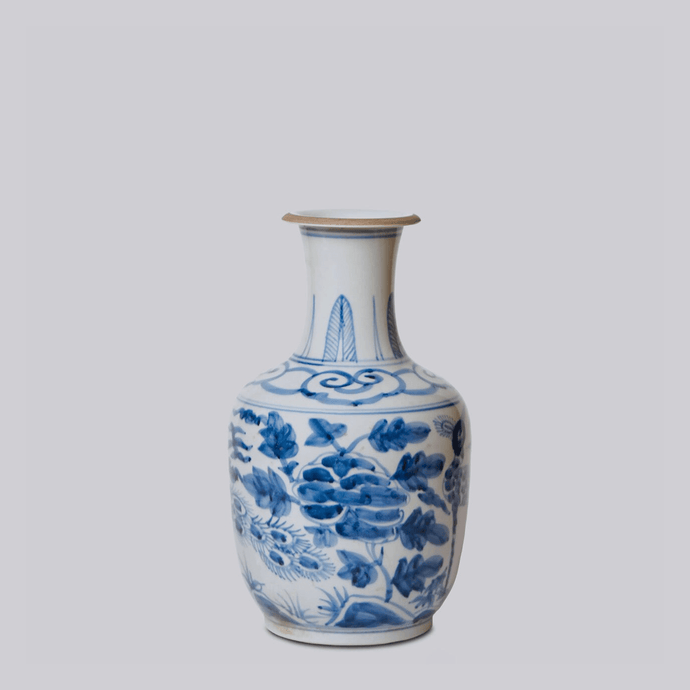 Peacock Blue and White Porcelain Mallet Vase Vases Cobalt Guild 