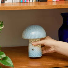 Load image into Gallery viewer, Portable Mini Glass Mushroom Lamp, Blue lighting Humber 
