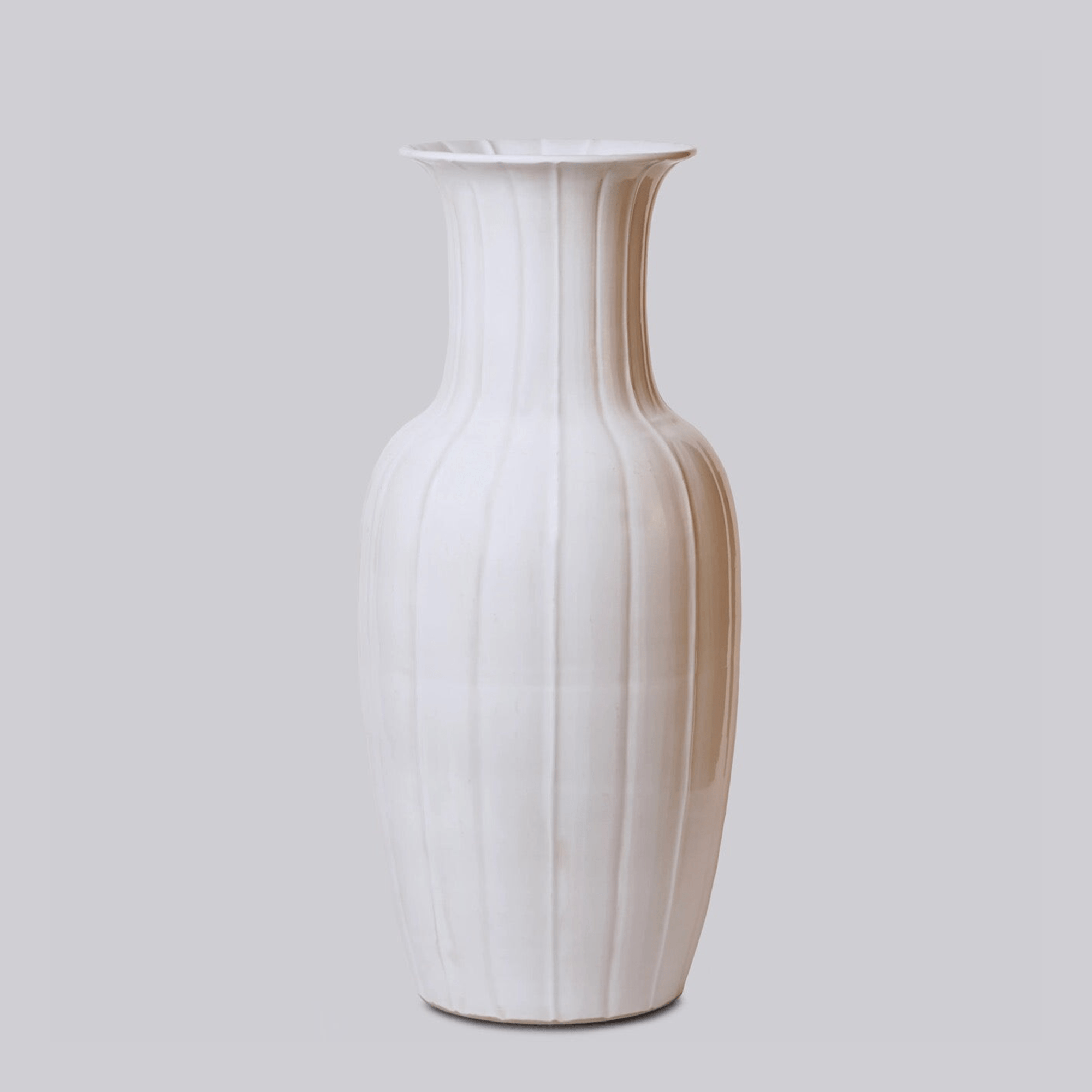 Rustic White Ribbed Tall Vase Vases Cobalt Guild 