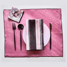 Load image into Gallery viewer, Rose Sunbeam with Rose Stripe or Rose Marble Set Placemats Goldie Home Rose Sunbeam Placemats with Rose Stripe Napkins 
