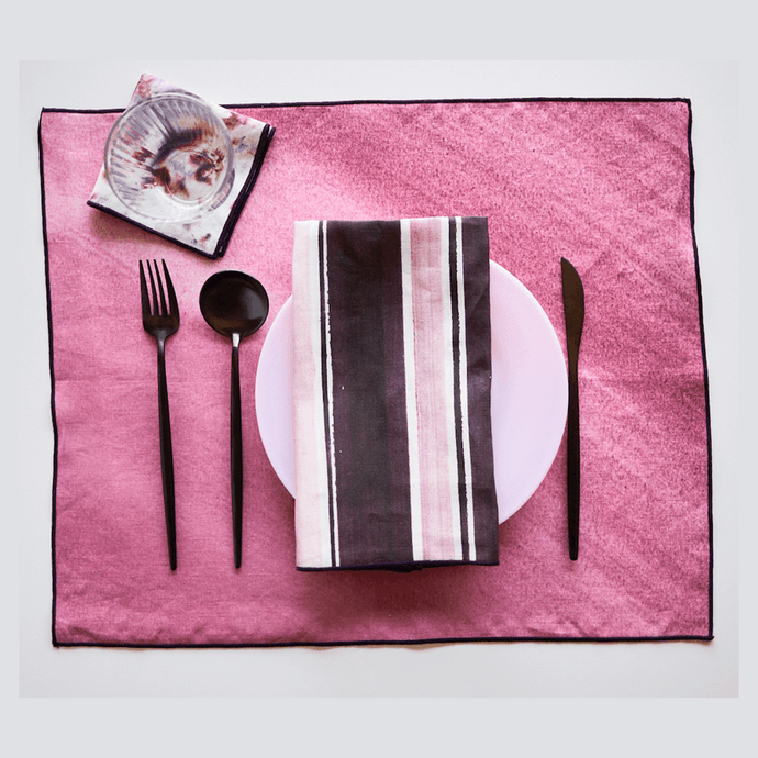 Rose Sunbeam with Rose Stripe or Rose Marble Set Placemats Goldie Home Rose Sunbeam Placemats with Rose Stripe Napkins 