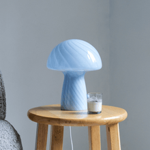 Load image into Gallery viewer, Glass Mushroom Table Lamp, Petite Close Top, Blue lighting Humber 
