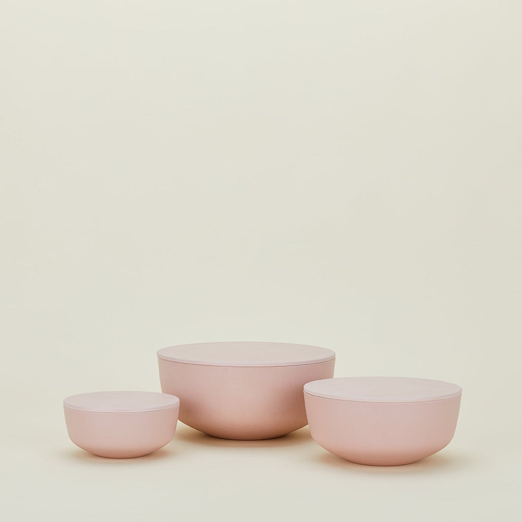 Essential Lidded Bowls, Set of 3 Food Containers Hawkins New York Blush 