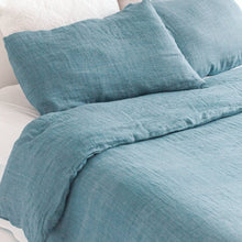 Load image into Gallery viewer, Linen Duvet Cover Set - Denim Blue Bedding Powered by People 
