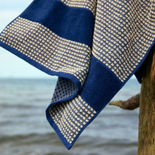 Load image into Gallery viewer, Check Towels, Dark Blue / Sand Bath Towels JUNA 
