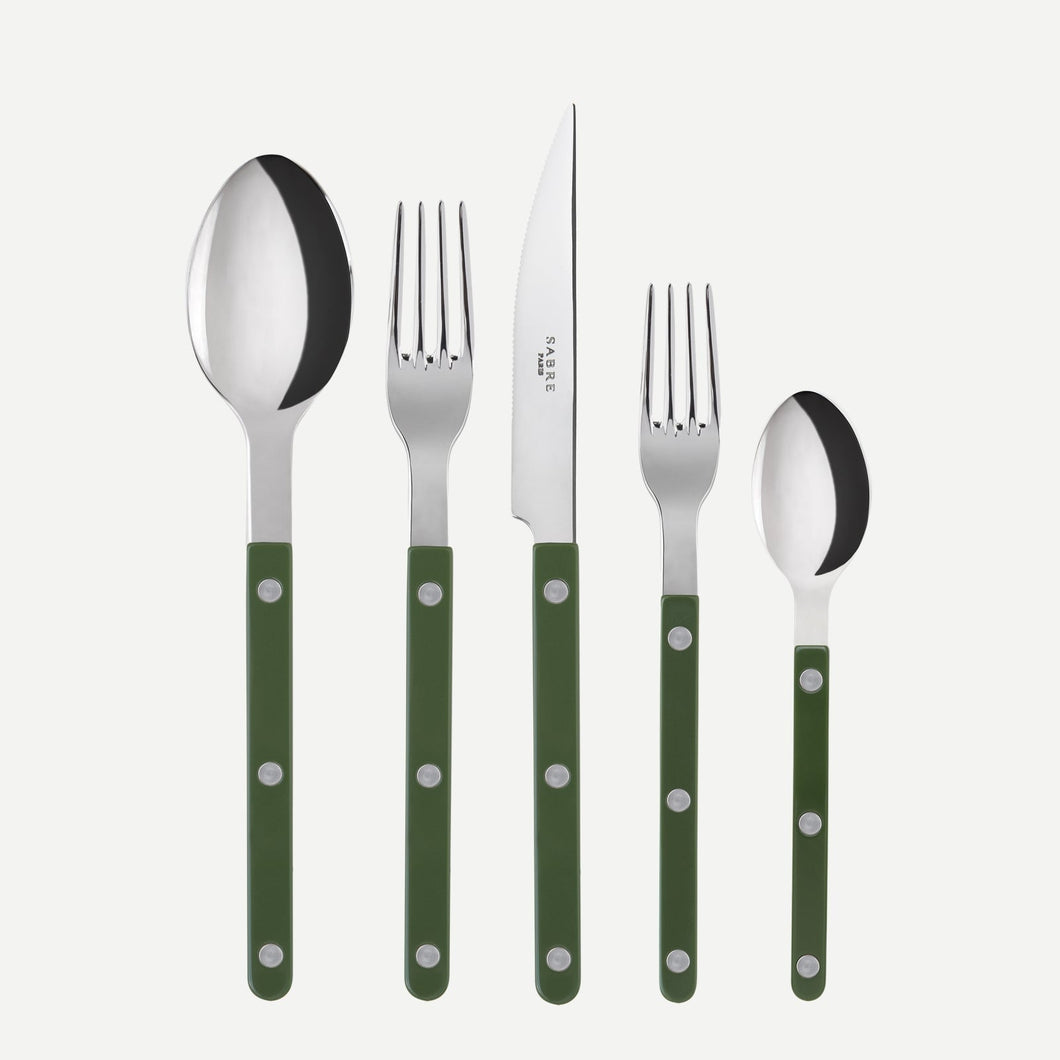 Bistrot, Solid Green Sabre Flatware Set of 20 